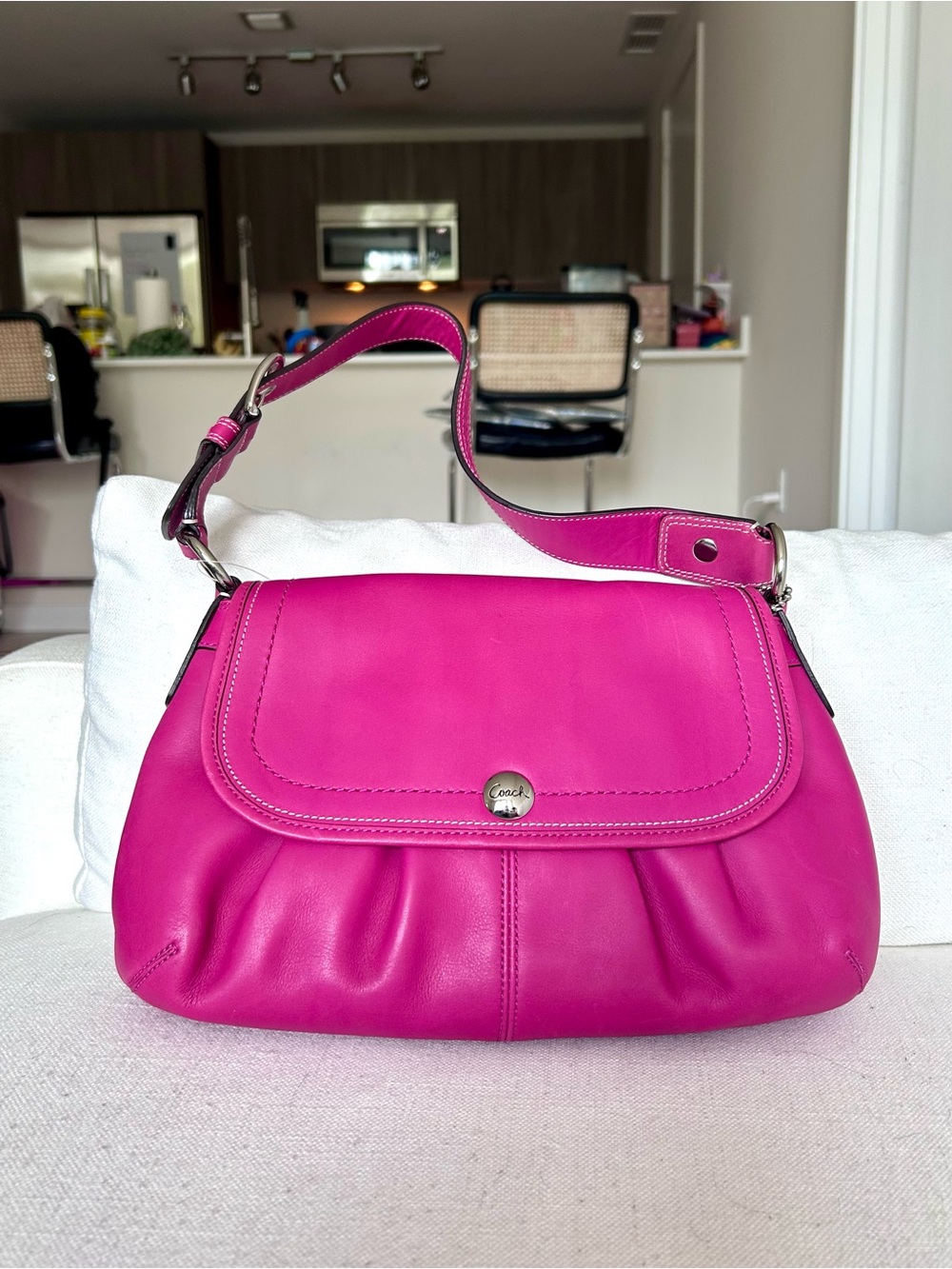 Y2K Coach Hot Pink Leather Pleated Soho Bag F13729 - Gem